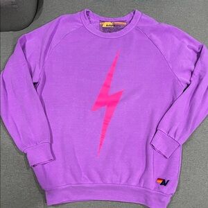 NWOT- Aviator Nation Neon Purple Sweatshirt with Pink Lightning Bolt